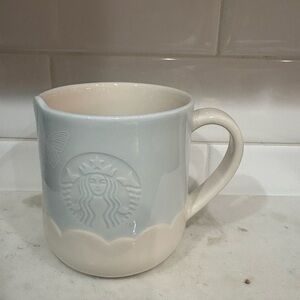 Starbucks Light Blue and Cream Embossed Mug